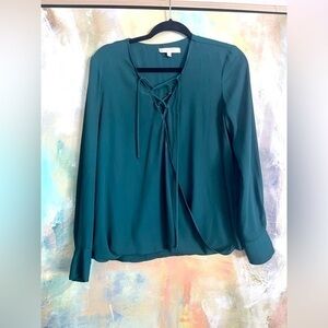 Hunter Green WAYF Chiffon Dress Shirt